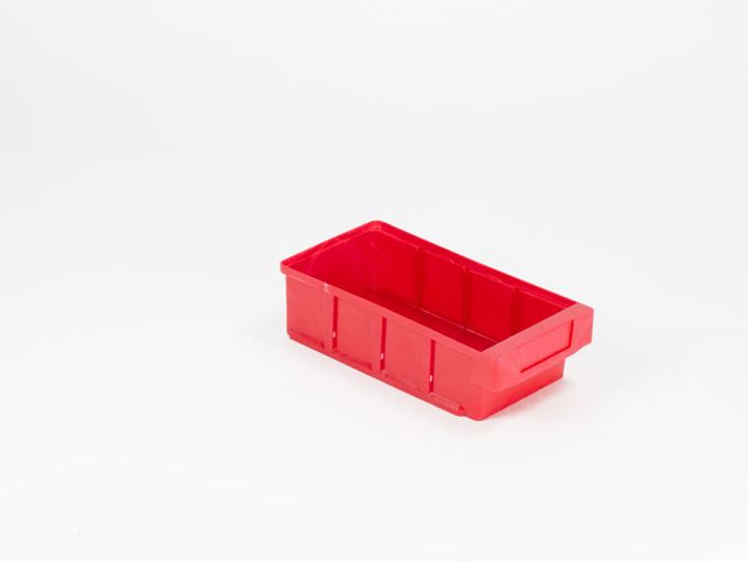 Kunststof magazijnbak 300x152x83 mm geschikt voor 3 schotten, rood