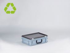E-line kunststof koffer 400x300x135 mm met 1 greep, 10 ltr, grijs, PP regeneraat