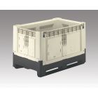 Palletbox, opvouwbaar, 2 sleden, 1200x800x800 mm, 515 ltr, beige/zwart