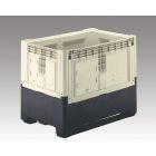 Palletbox, opvouwbaar, 2 sleden, 1200x800x980 mm, 655 ltr, beige/zwart