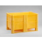 Hygiëne palletbox 1200x800x740 mm, 520 ltr, met 2 sleden, geel
