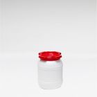 Kunststof wijdmondsvat, ø198x266 mm, 6,4 ltr, vat wit deksel rood