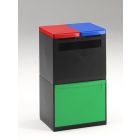 3Fractie module zwart 1 kantelbak groen 2x emmer 2x deksel rood/blauw