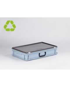 E-line kunststof koffer 600x400x135 mm met 1 greep, 20 ltr, PP regeneraat